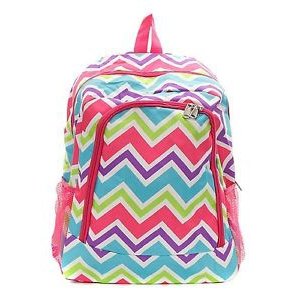 Printed canvas backpack schoolbag