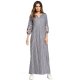 Women shift dress - striped suit embroidered seat basic V-neck maxi