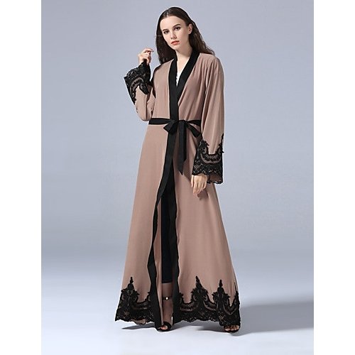 Women's Dress - solid blocks of color V-neck maxi