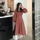 Long paragraph long-sleeved dress waist A-line dress lantern sleeve