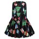 Women Christmas, go retro, elegant Slim swing dress, printed cotton dress