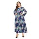 Women Plus Size holiday, stylish, elegant slim sheath, swing dresses, floral high waist