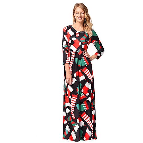 Female retro / elegant sheath dress - geometric print