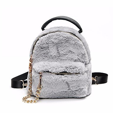 Women Faux Fur solid color zipper bag