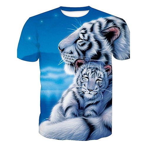 Men daily wear T-shirt, animal round neck, short sleeves