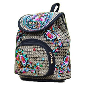 Flower pattern embroidered bags women backpack backpack female